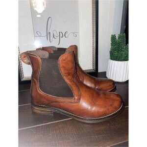 Eric Michael Cognac Brown Leather Chelsea Booties Size 8 / 39
